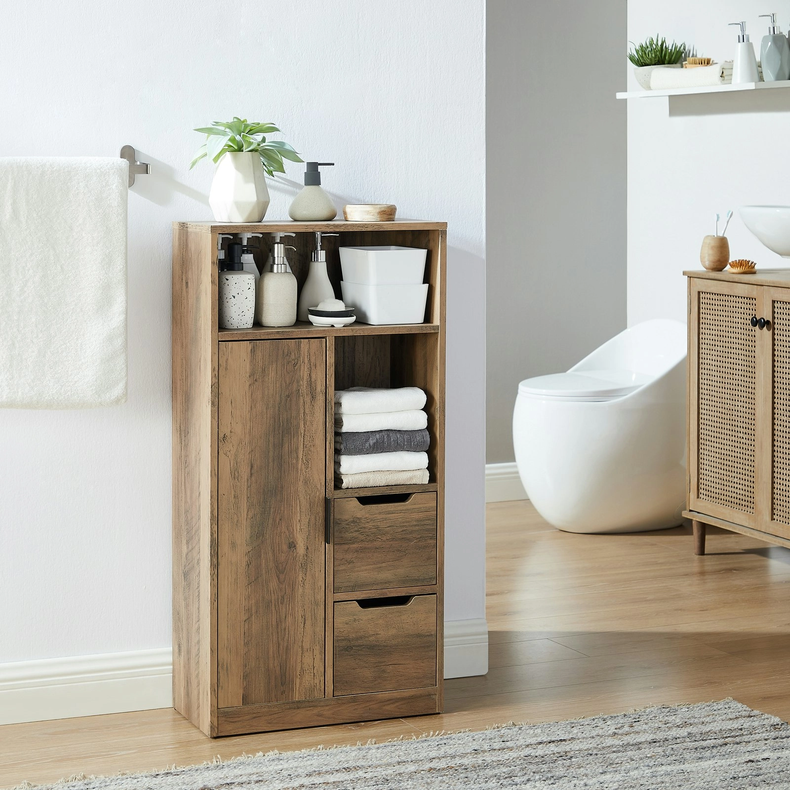 Bronx Bathroom Storage Cabinet | 2 Drawers & 1 Door for Stylish Organization