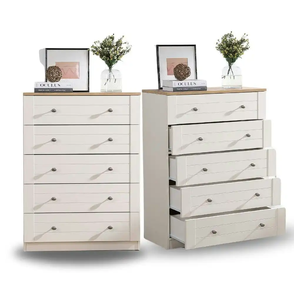 Harriet 5-Drawer Tallboy Pine color x 2