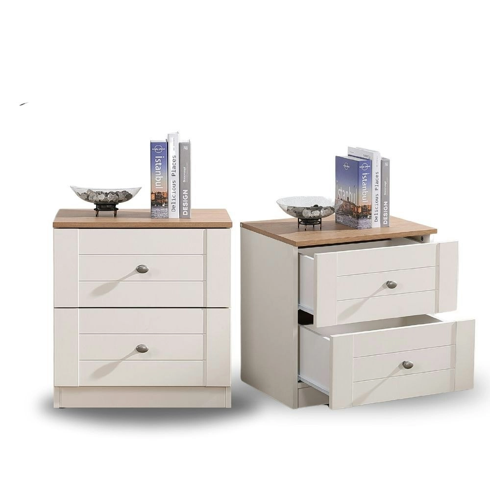 Harriet 2 Drawer White Bedside Table - 2 Unit Bundle | Stylish Bedroom Storage Solution