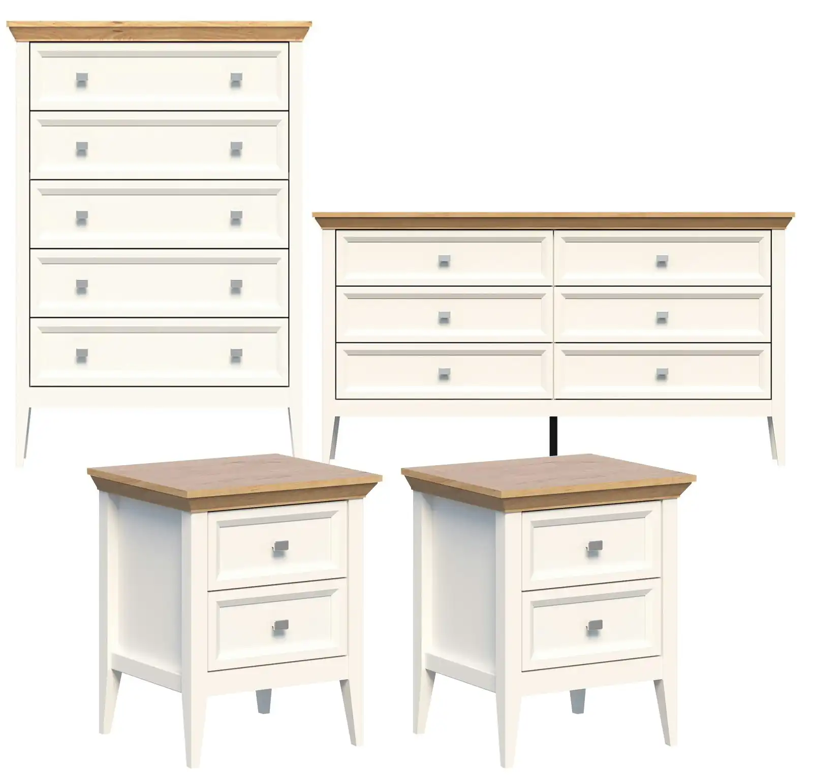 Coogee 5 Chest of Drawers + 6 Chest Tallboy Dresser + Bedside Table Set