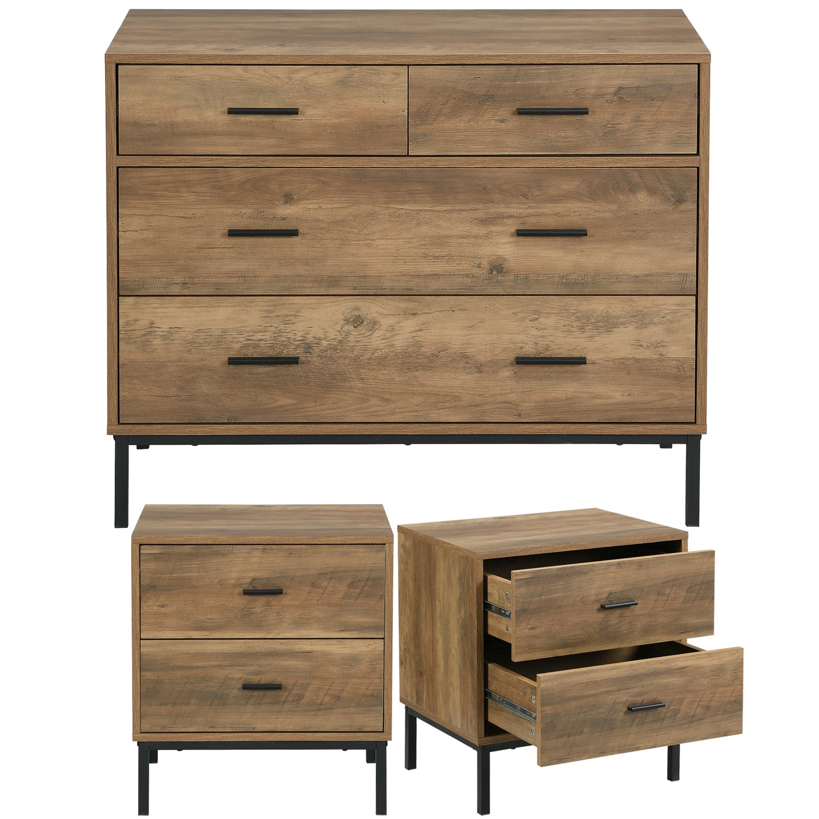 Cosmoliving Bronx set 4 Chest of Drawers and 2 Bronx Bedside tables