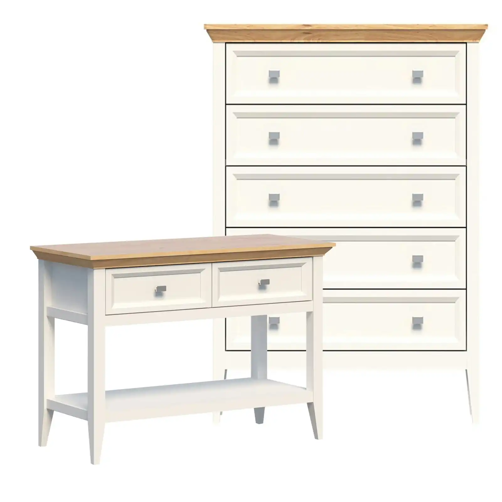 Cosmoliving Coogee 5 Chest of Drawers Tallboy Dresser + Console Table With Drawers