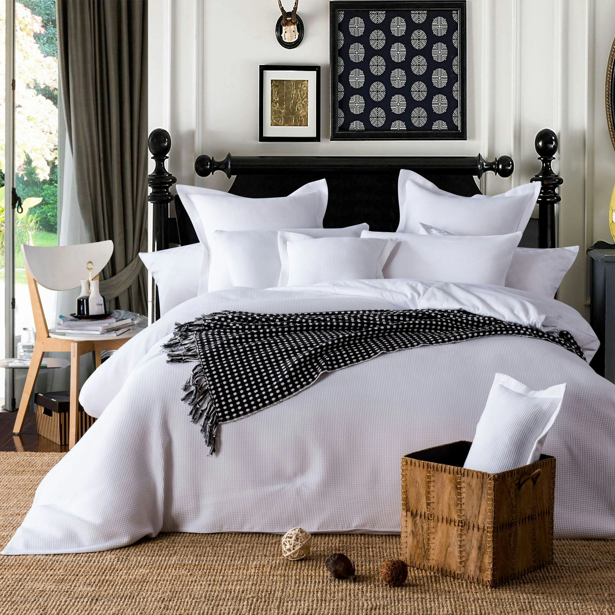 100% Premium Cotton White Waffle Quilt Cover Set