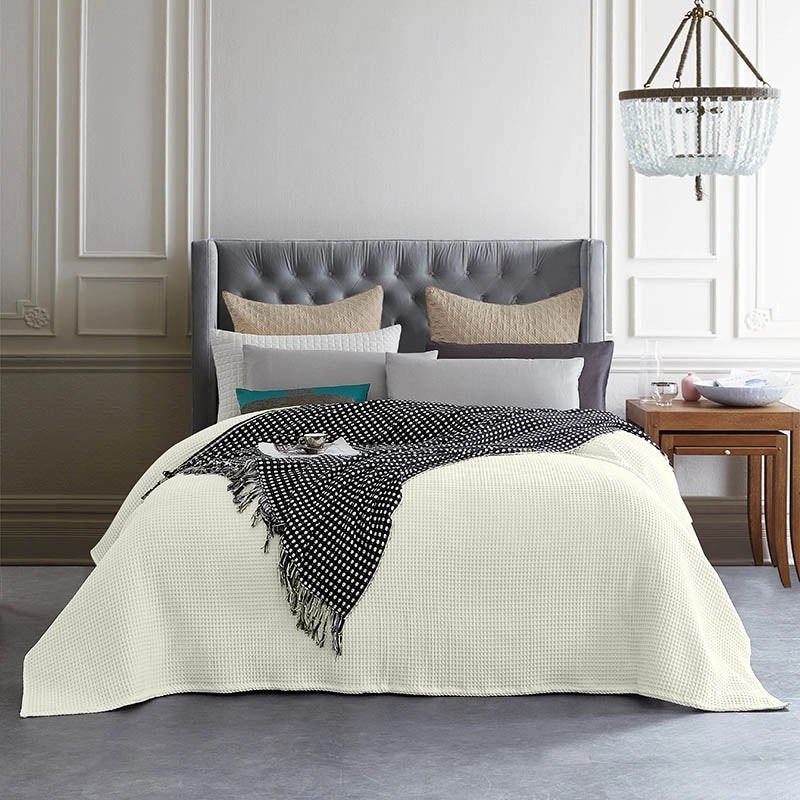 100% Cotton 350gsm Cream/Offwhite Large Chunky Waffle Blanket