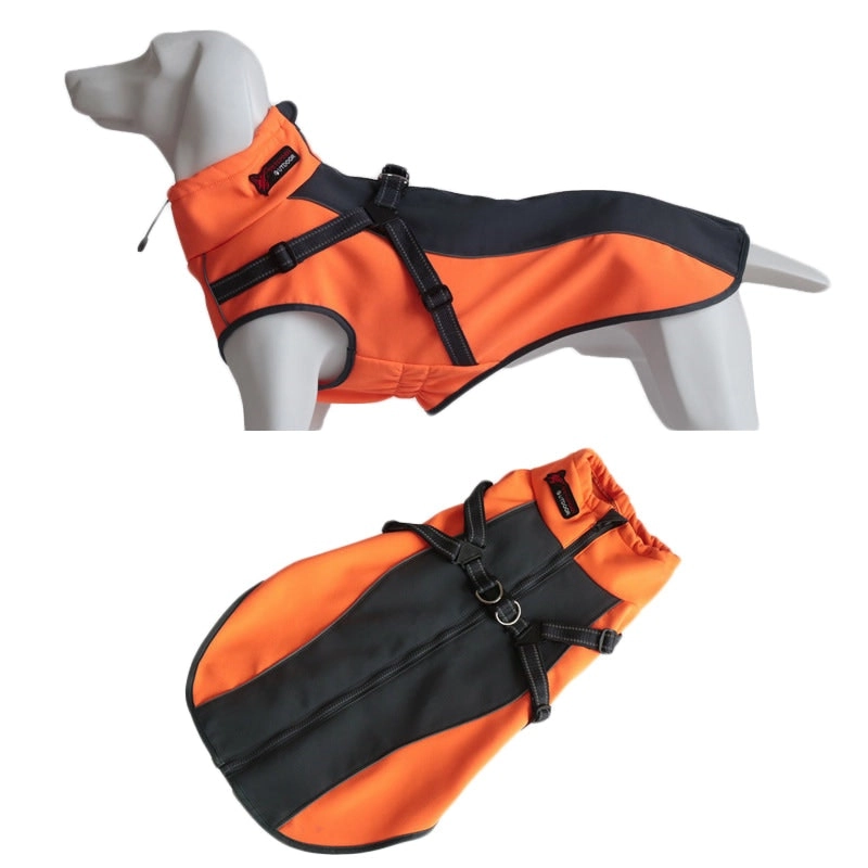 Medium Large Breed Dog Waterproof Vest Coat Dog Jacket Orange/Black S M L XL