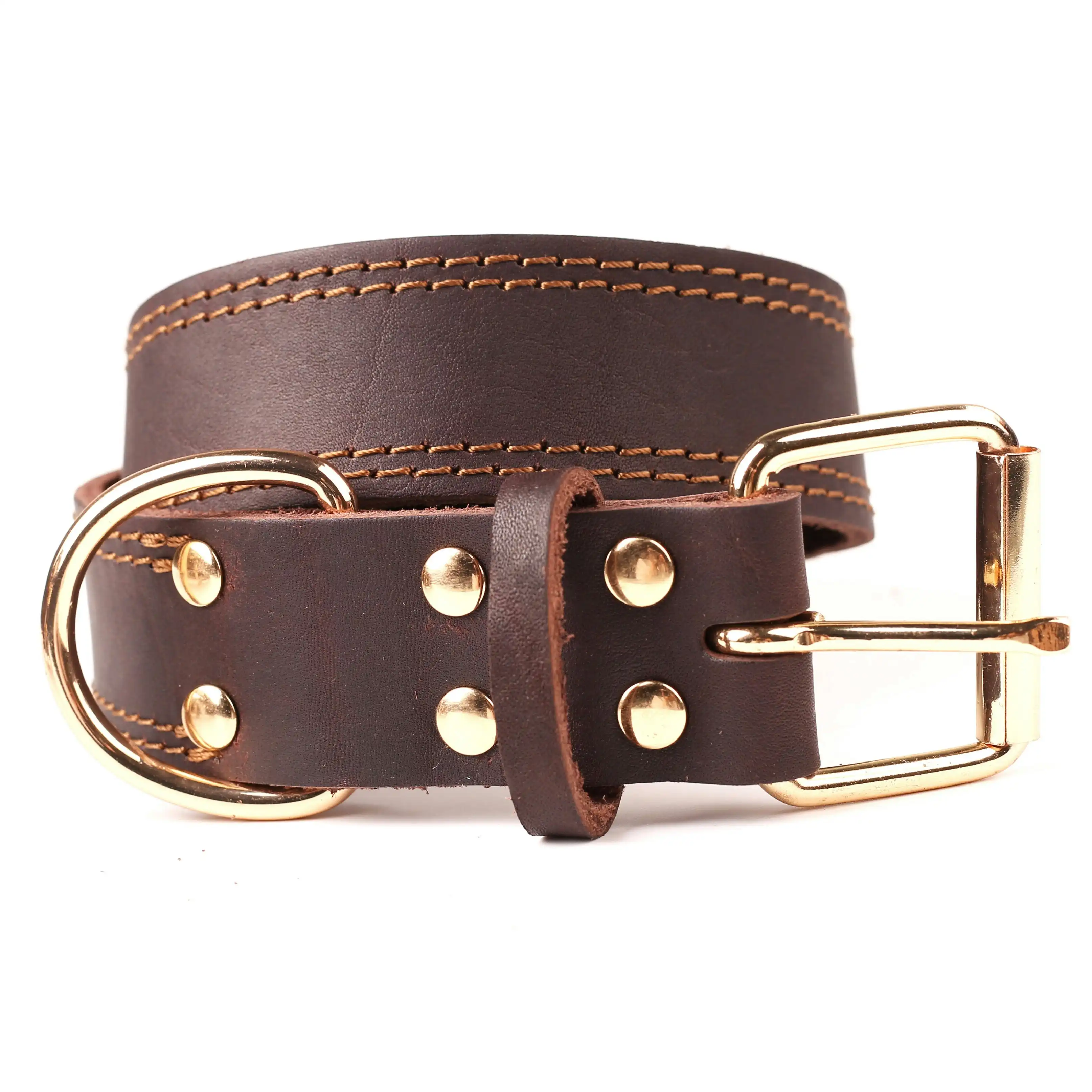 Top Quality Handmade Genuine Leather Brown Dog Collar S M L