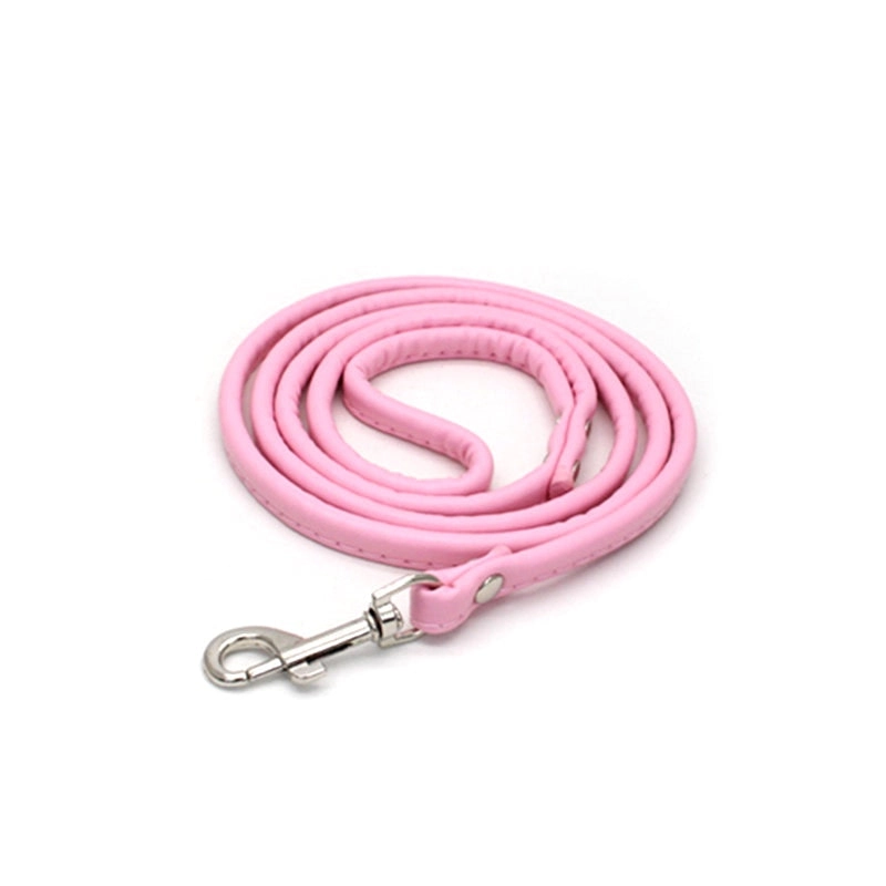 2 x Small Dog PU leather Leads Pup Pet Leashes Pink