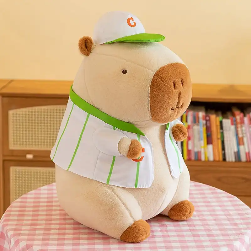 Super Cute Soft Fleece Capybara Plush Toy Baseball 68cm Beige