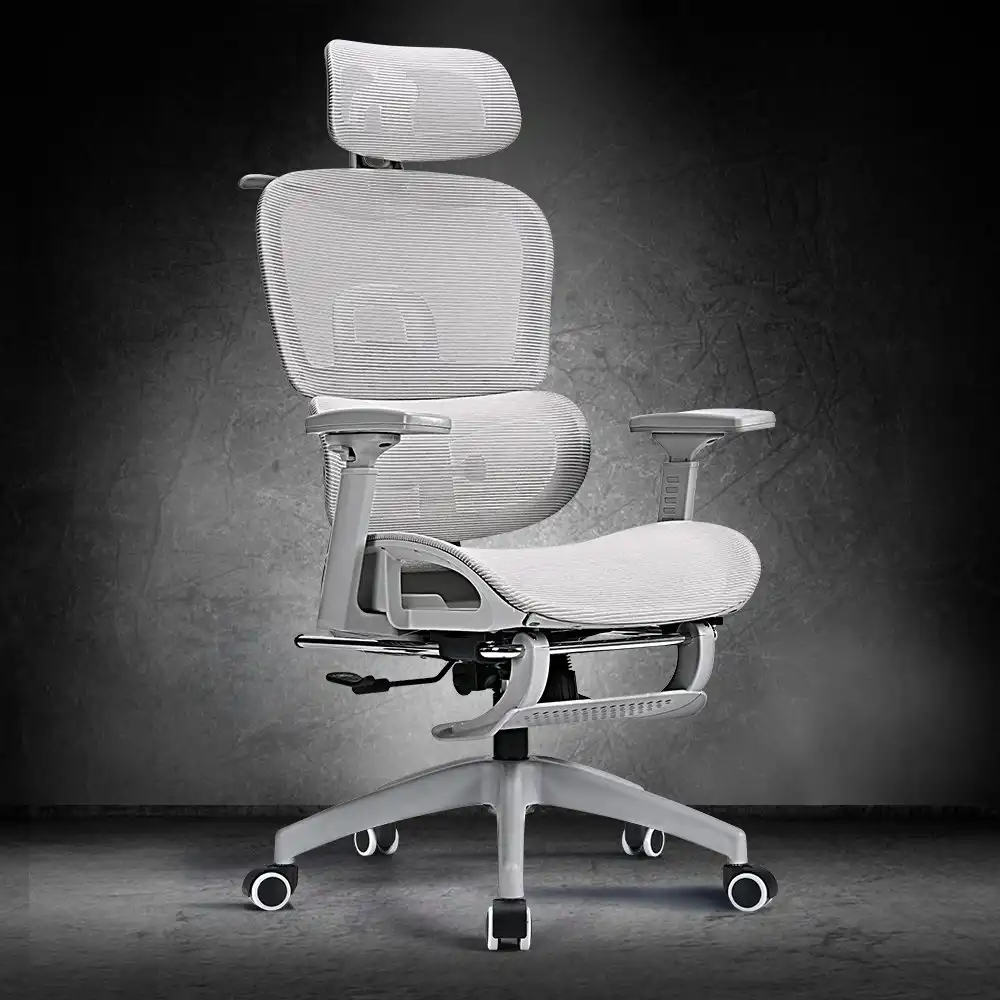 Furb Ergonomic Office Chair w/ Breathable Mesh High Back Computer Chair Grey