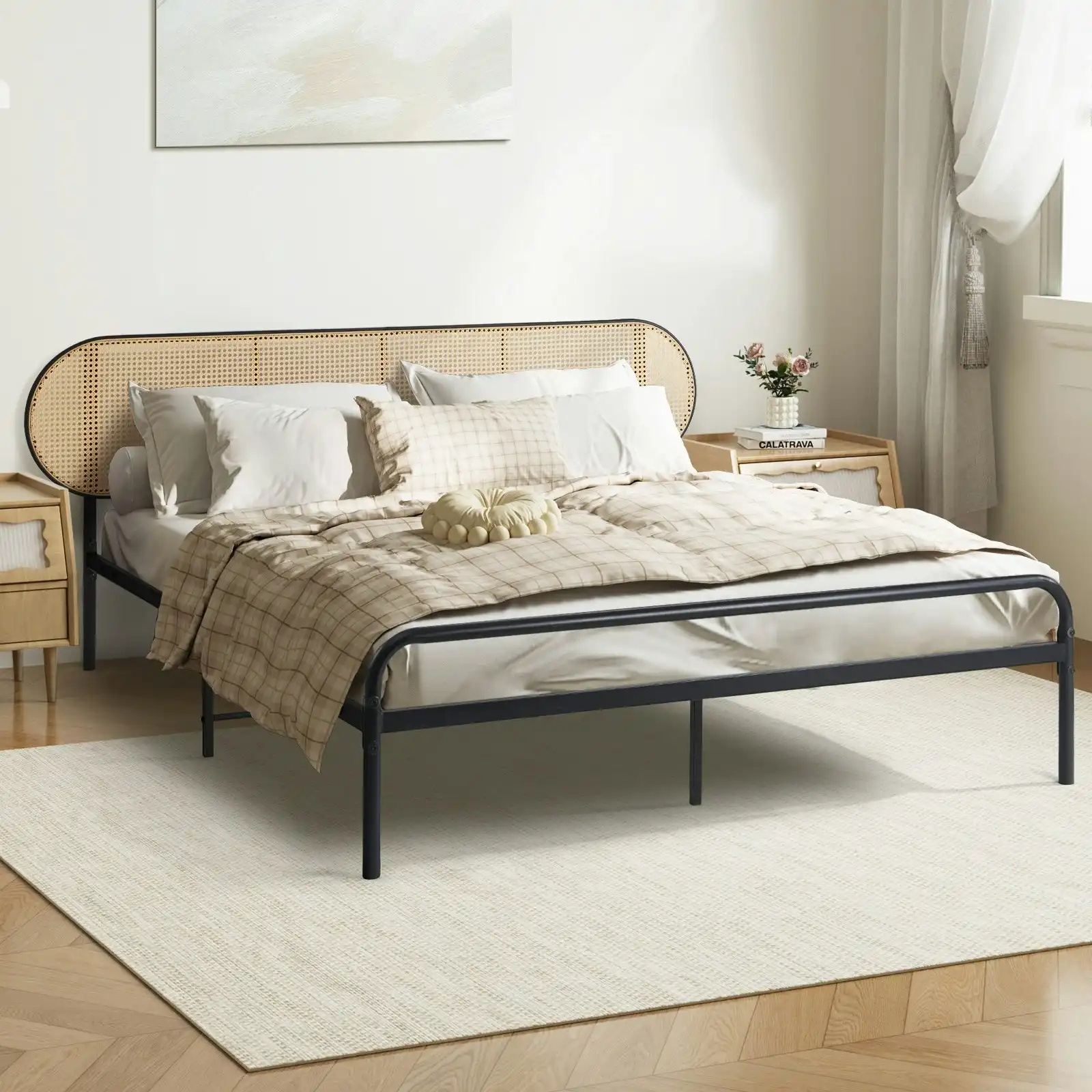 Oikiture Bed Frame Double Size Metal Bed Platform VINY