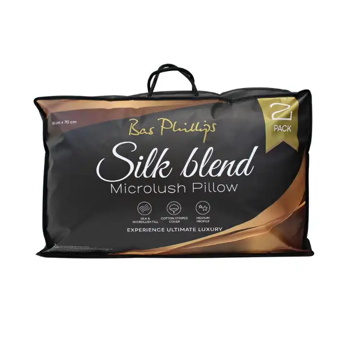 Bas Phillips 2 PACK Silk Blend Microlush Pillow - 900gms