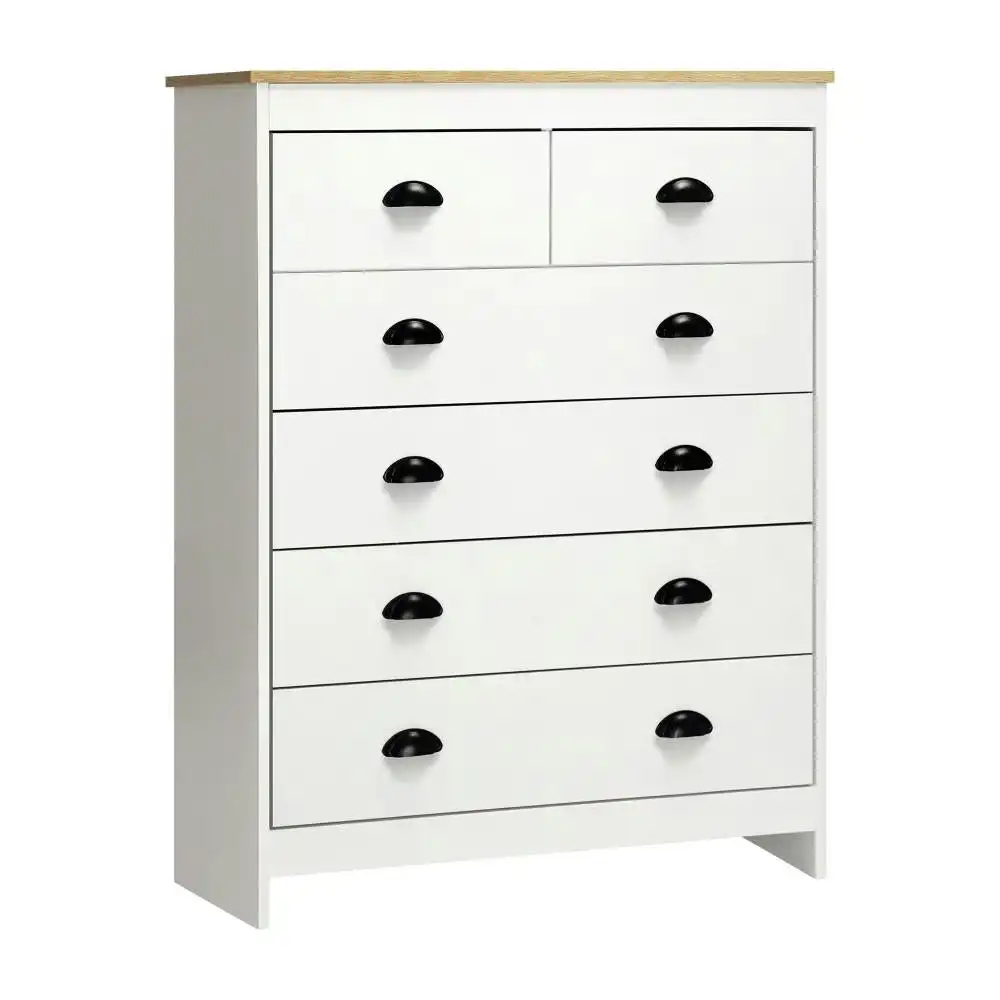 ALDO Tallboy Chest of Drawer Dresser with 6 Drawers Bedroom Storage Cabinet White