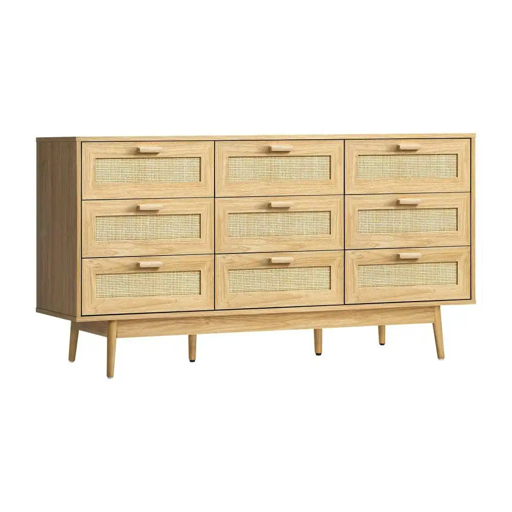 ELLE 9 Chest of Drawers Dresser Rattan Storage Cabinet Lowboy Bedroom Wooden