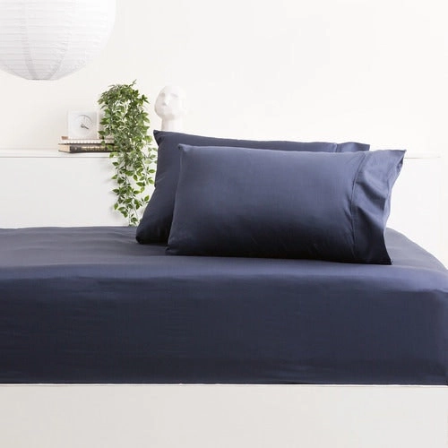 Bas Phillips Bamboo & Cotton 400TC Blend Sheet Set - NAVY