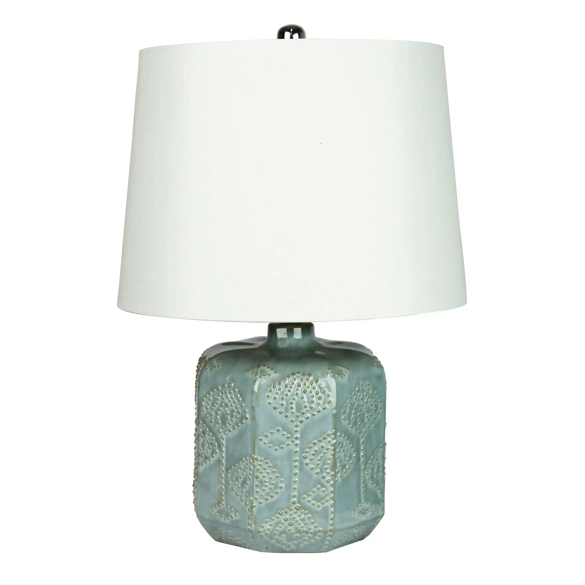 BIKKI Embossed Ceramic Lamp with Harp Shade