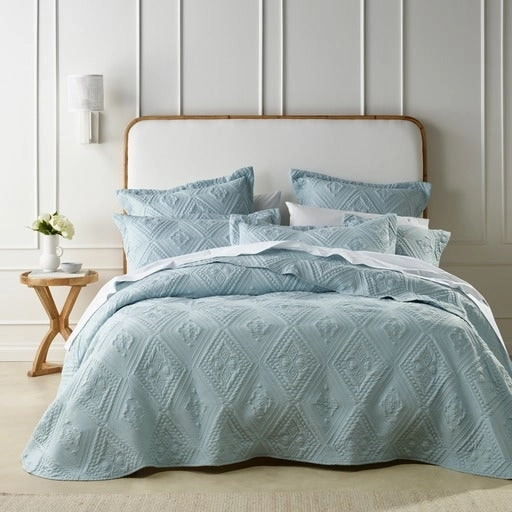 Bianca Bedding Aspen Sky Blue Polyester Bedspread Set