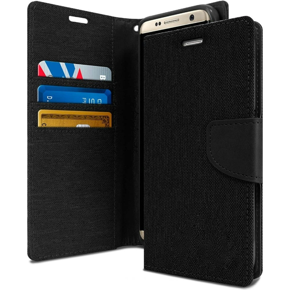 Canvas Book With Card Slot Case for Galaxy S8+ 6.2" - Black