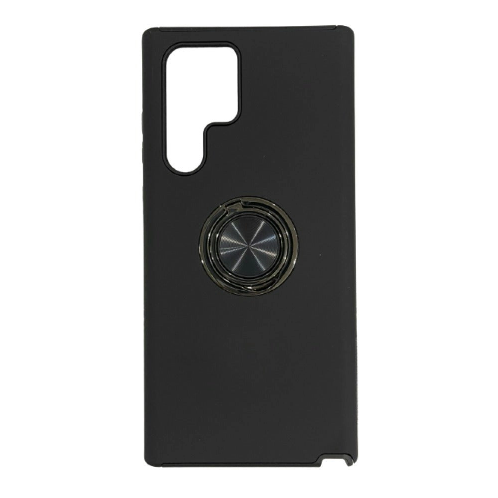 King Link Armor Ring Hard Case for Galaxy S22 Ultra 6.8" - Black