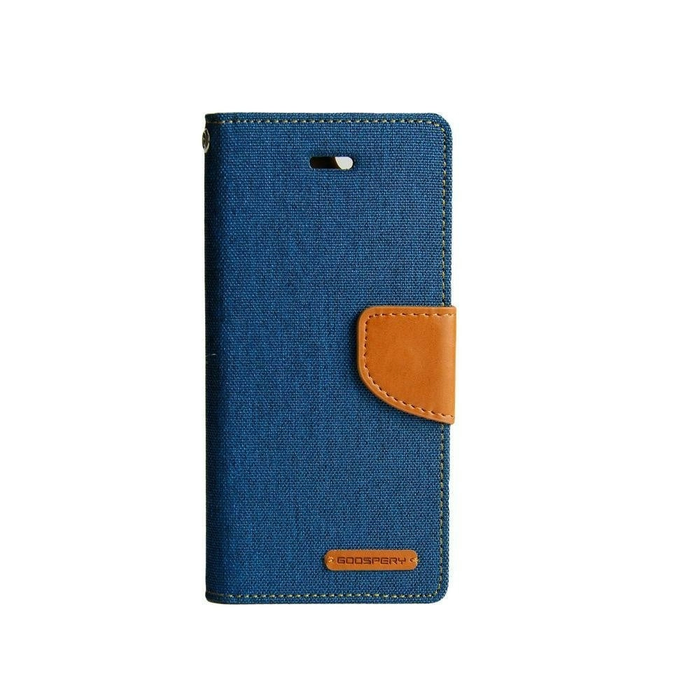 Goospery Canvas Book Case For Galaxy S22 Ultra 6.8" - Blue