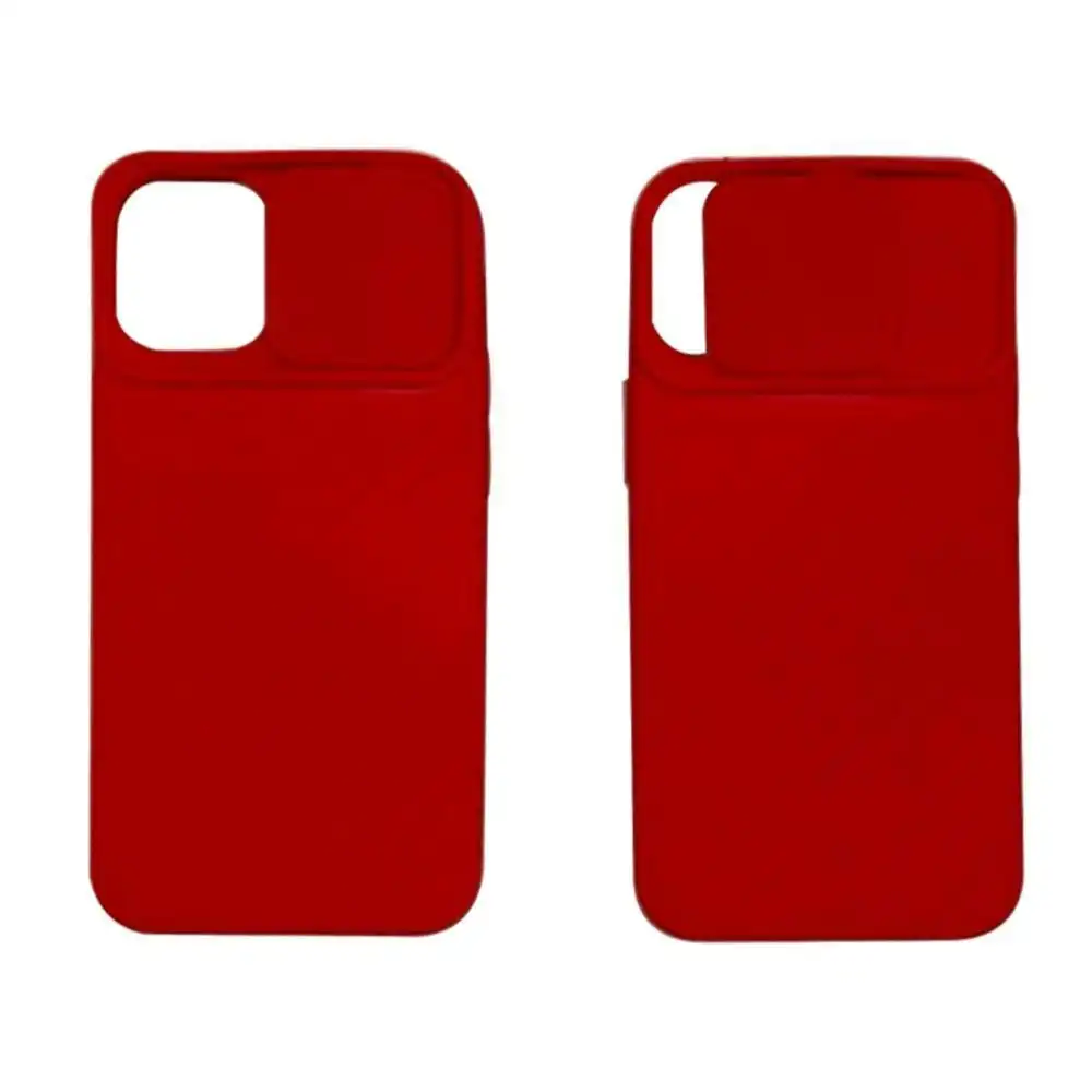 Slide Lens Camera Protection Case for iPhone 12 / 12 Pro 6.1" - Red