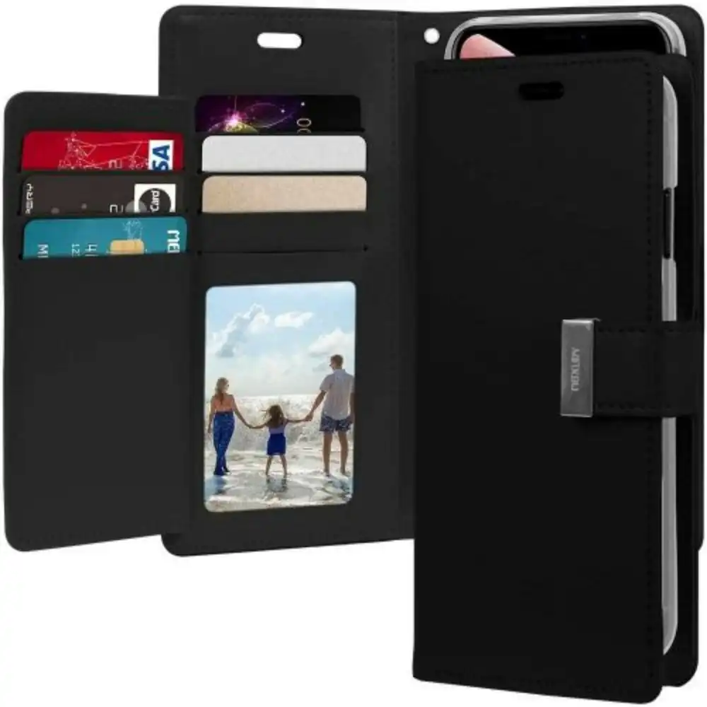 Goospery Rich Diary With Card Slot Book Case For iPhone 11 6.1" - Black