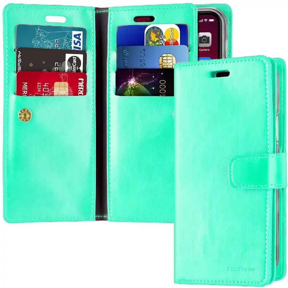 Mansoor Diary Case with Card Slot for iPhone 12 Mini 5.4" - Mint