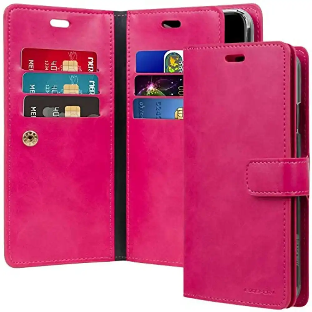 Mercury Mansoor Diary Case with Card Slot for iPhone XS Max 6.5'' - Hot Pink