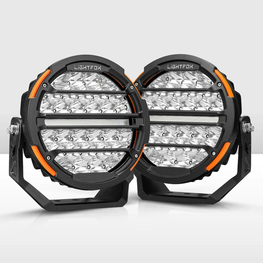 Lightfox Pair 9 inch Osram LED Driving Lights Round Spotlight Spot DRL Headlight