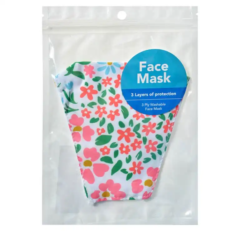 Face Mask Disposable 3 Ply Pastel Floral Print - 1 Piece