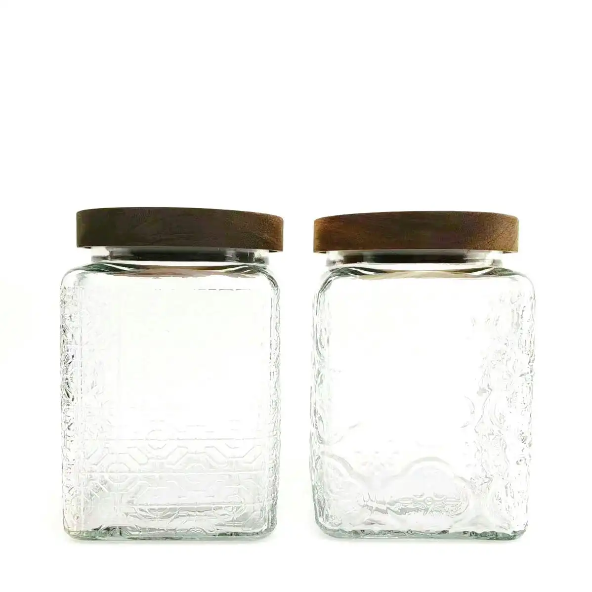 Glass Stroage Jar with Wood Lid