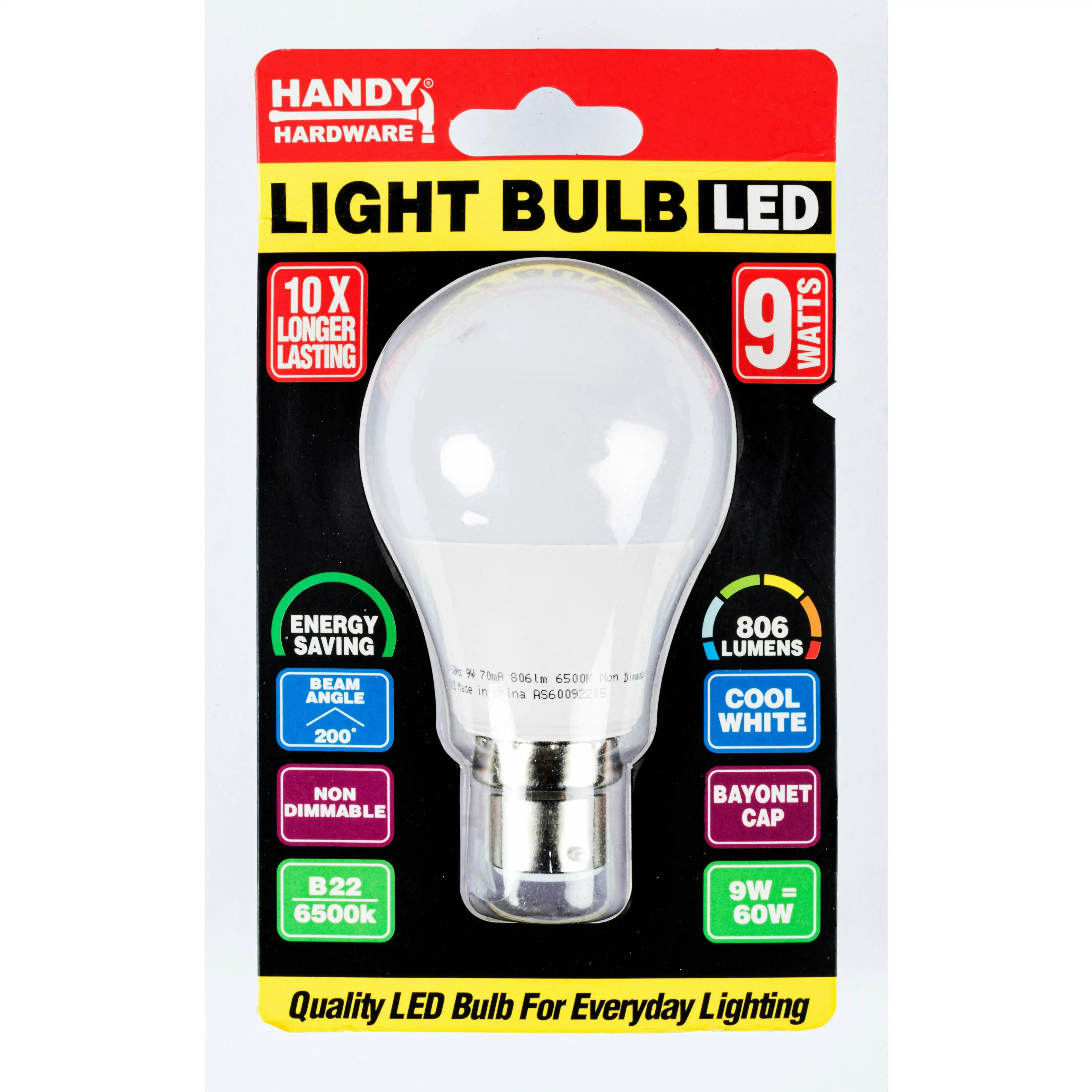 Light Bulb LED 9W Cool White - B22 Bayonet 1 Piece