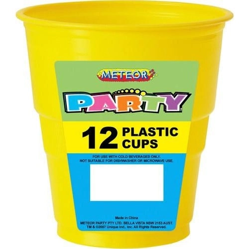 Sunflower Yellow 12 x 270ml Plastic Cups