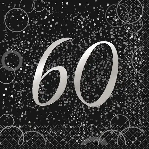 Glitz Silver 60th Foil Stamped Luncheon Napkins