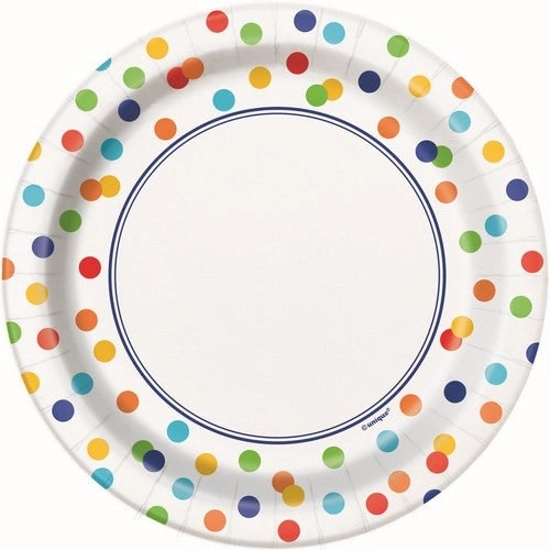 Rainbow Polka Dot Paper Plates