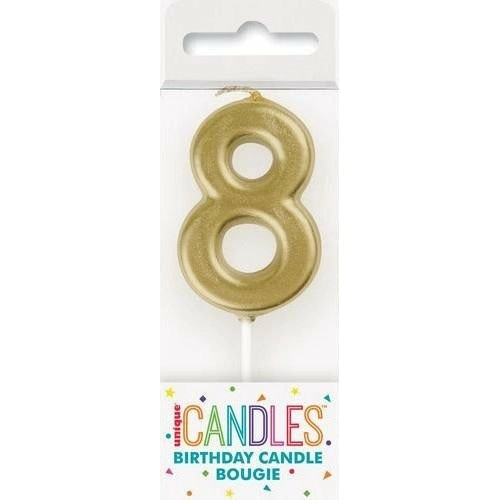 Birthday Candle Mini Pick Number 8 - Gold