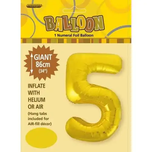 Gold 5 Numeral Foil Balloon