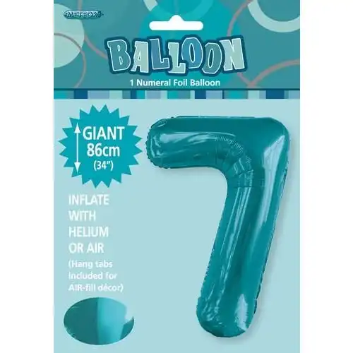 Caribbean Teal 7 Numeral Foil Balloon 86cm