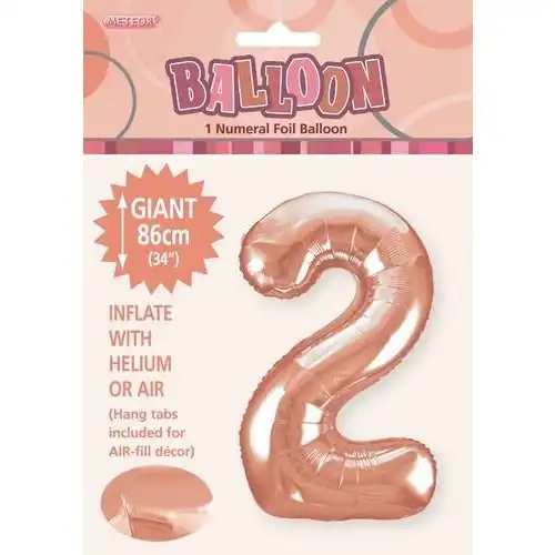 Rose Gold 2 Numeral Foil Balloon 86cm