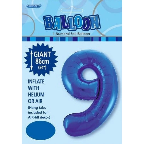 Foil Balloon - Royal Blue 9 Numeral