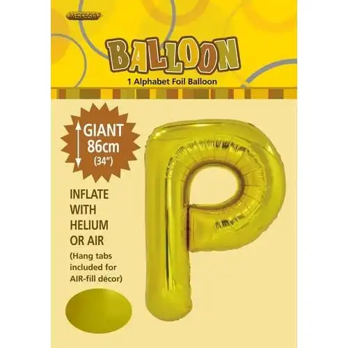 Gold P Alphabet Foil Balloon 86cm