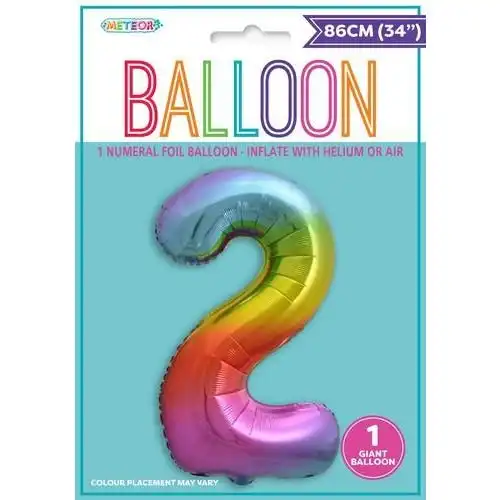 Rainbow 2 Numeral Foil Balloon