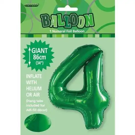 Emerald Green 4 Numeral Foil Balloon 86cm