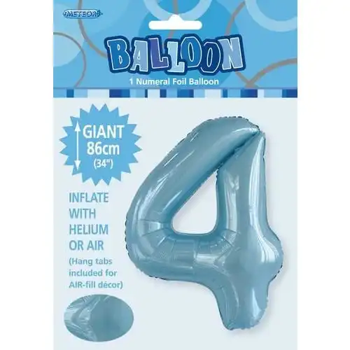 4 Numeral Foil Balloon - Powder Blue