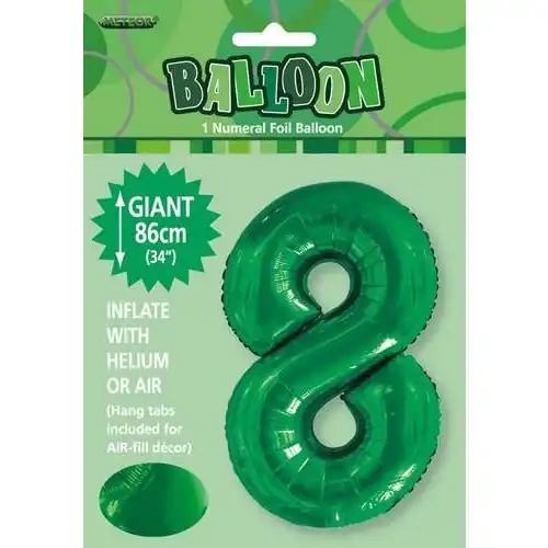 Emerald Green 8 Numeral Foil Balloon 86cm