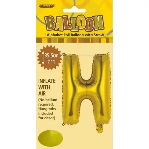 Gold H Alphabet Foil Balloon 35cm