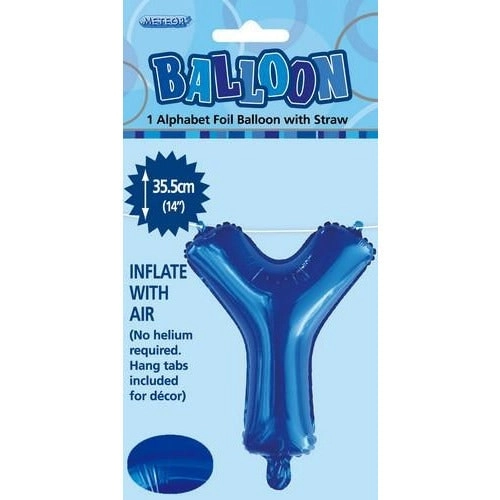 Royal Blue Y Alphabet Foil Balloon 35cm