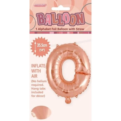 Rose Gold O Alphabet Foil Balloon 35cm