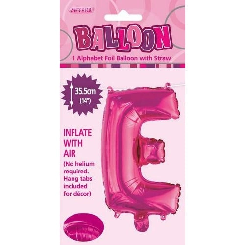 Hot Pink E Alphabet Foil Balloon 35cm