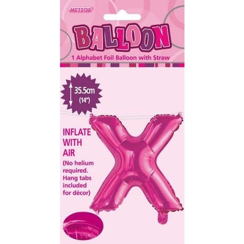 Hot Pink X Alphabet Foil Balloon 35cm