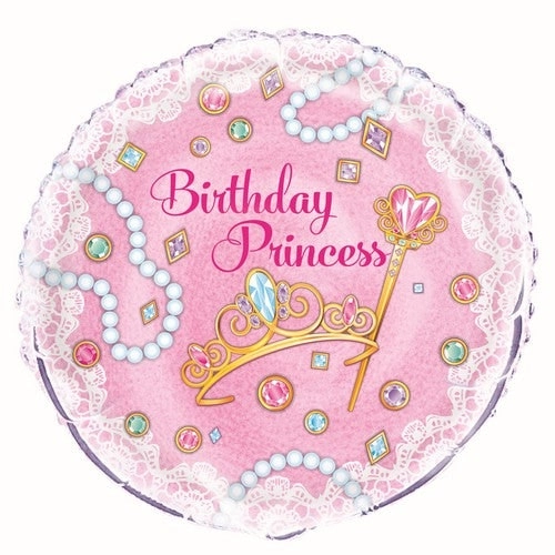 Pink Princess Birthday 45cm Foil Balloon Packaged